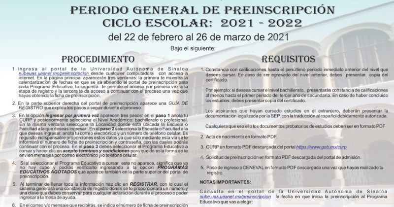 Periodo General de Admisión 2021 – 2022